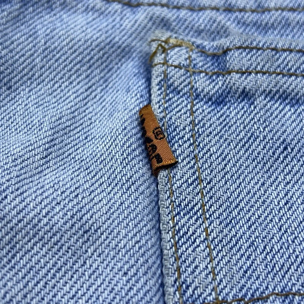 VTG Levi Strauss 619 Mens Light Blue Denim Jeans Straight Leg Orange‎ Tab 36x31